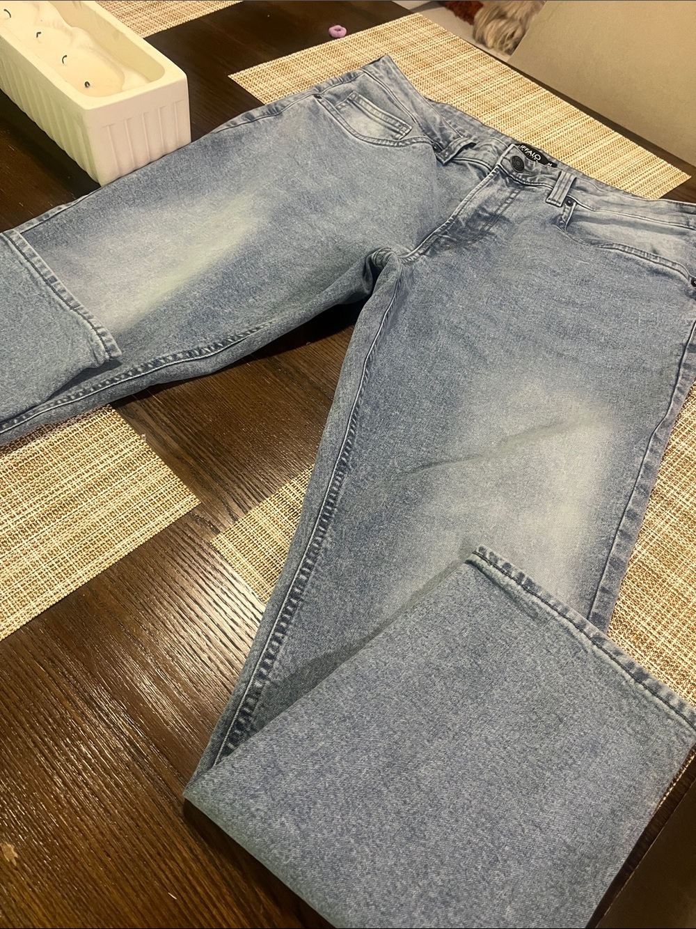 Buffalo David Bitton Men’s Straight Jeans in Light Blue Wash